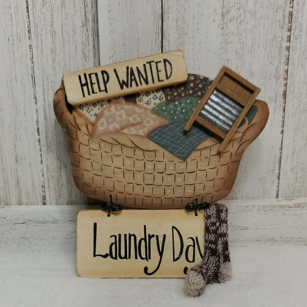 Help Wanted Laundry Day Sign Wall Sign Shelf Primitive Country Farmhouse Decor